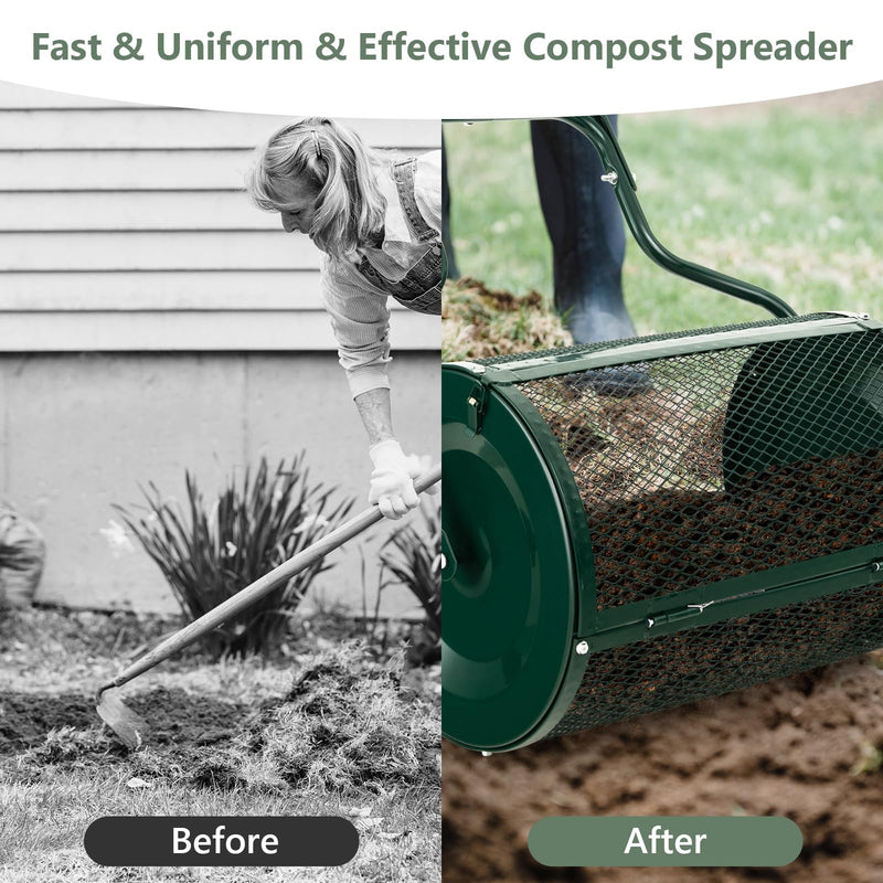 Load image into Gallery viewer, Goplus 24 inch Compost Spreader for Lawn, Lightweight Metal Mesh Lawn Roller Double Side Latches for Topdressing &amp; Seedling
