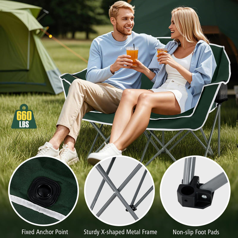 Load image into Gallery viewer, Goplus Folding 2-Person Couch w/2 Cup Holders Dual Back Pockets
