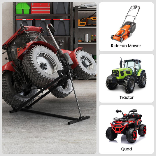Goplus 880LBS Folding Lawn Mower Lift with Adjustable Height and Manual Handle