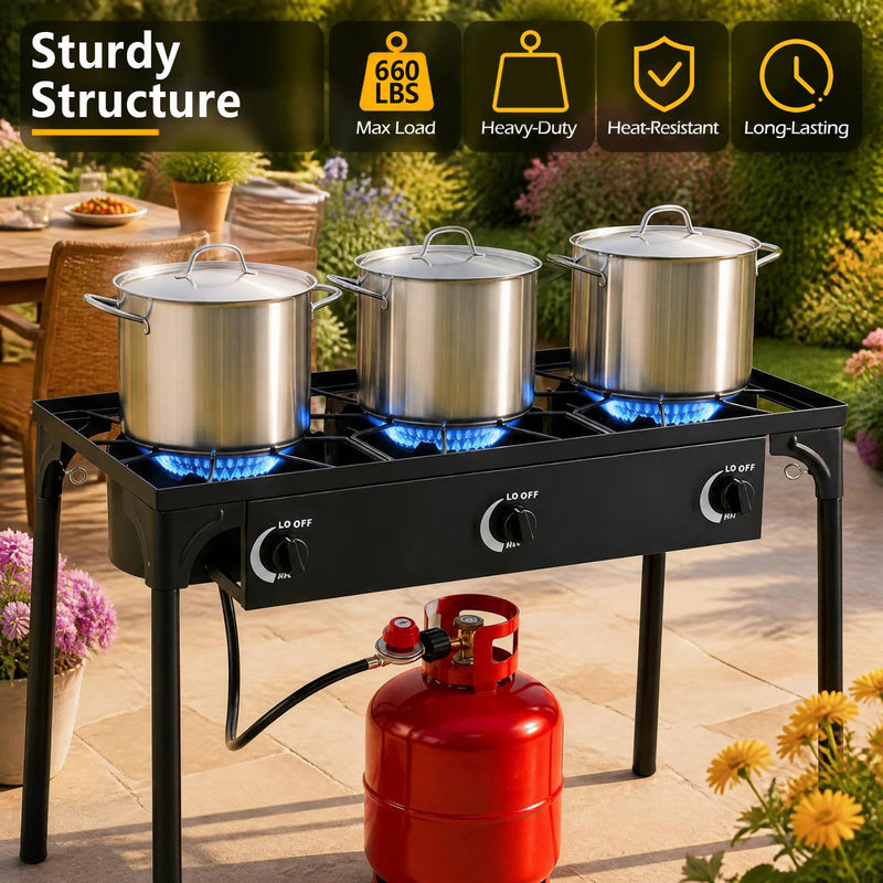 Load image into Gallery viewer, Goplus Outdoor Three Burner Gas Stove | 240,000 BTU High Pressure
