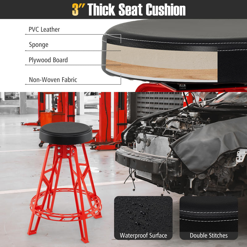 Load image into Gallery viewer, Goplus 28 Inch Swivel Shop Stool with Round Padded Seat &amp; Built-in Footrest
