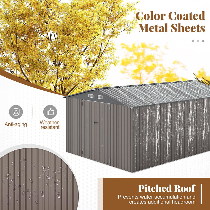 Load image into Gallery viewer, Goplus 10 x 14 FT Outdoor Storage Shed with Improved Windproof Metal Structure
