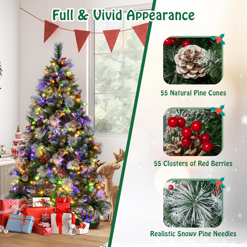 Load image into Gallery viewer, Goplus 6ft Pre-Lit Artificial Christmas Tree, Hinged Xmas Tree, for Office Home Decor
