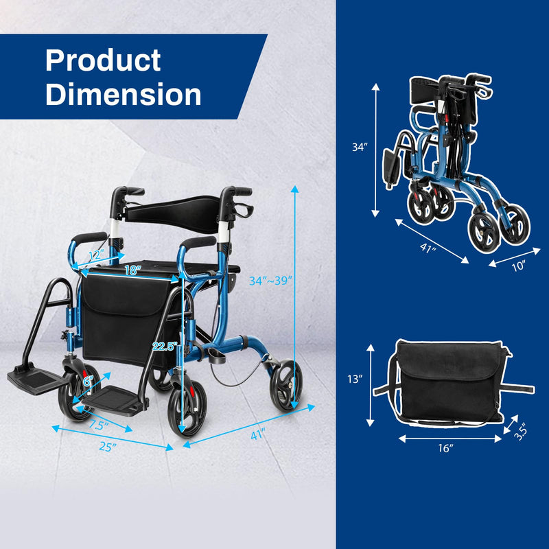 Load image into Gallery viewer, 2 in 1 Rollator Walker for Seniors, Medical Walker with Seat - Goplus
