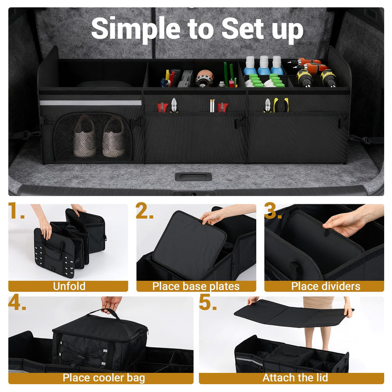 Load image into Gallery viewer, Goplus Collapsible Trunk Organizer, Multi Compartment Car Storage with Removable Lid

