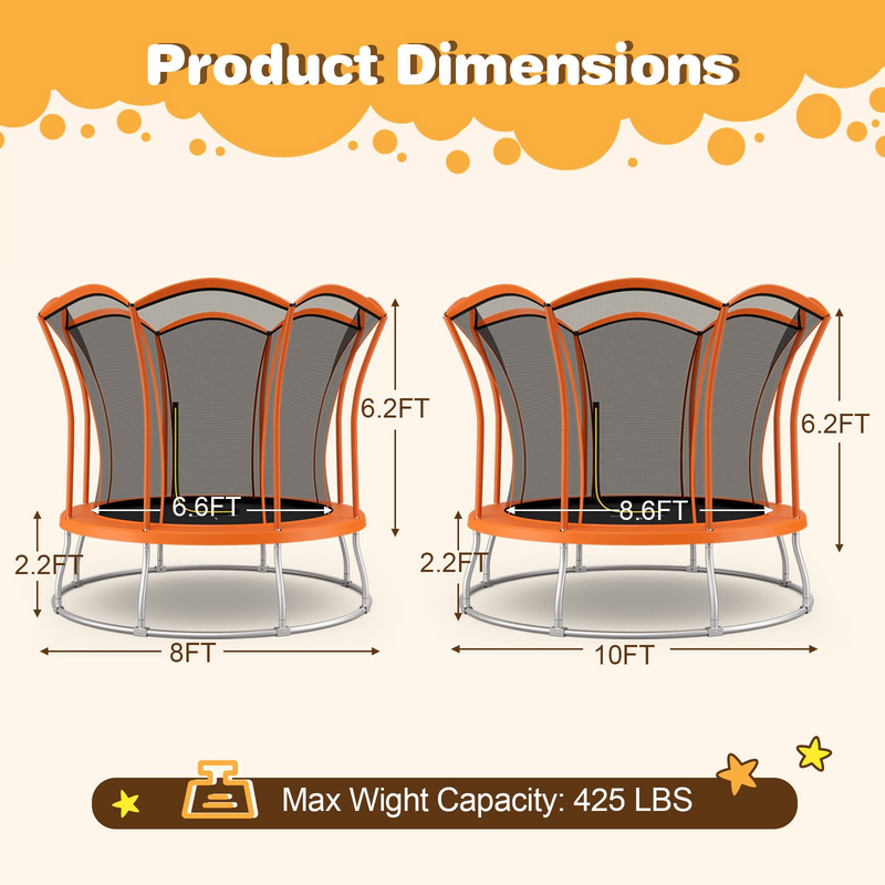 Load image into Gallery viewer, Goplus 8FT/ 10FT Outdoor Trampoline, ASTM Approved Trampoline with Unique Flower Shape
