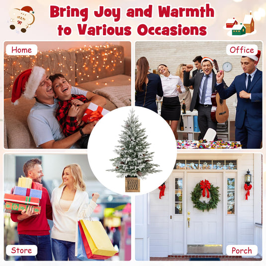 Goplus 4 FT Pre-lit Entrance Christmas Tree with 231 Branch Tips and 100 LED Lights