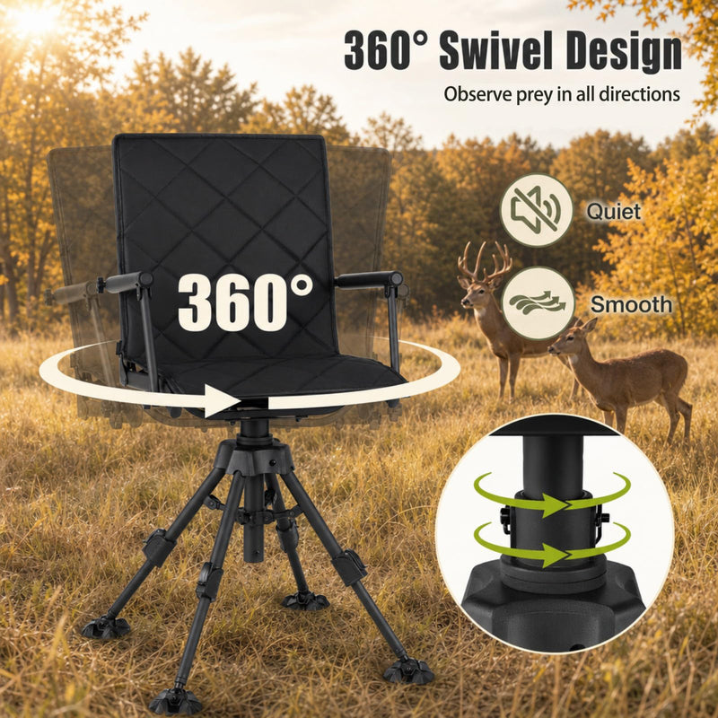 Load image into Gallery viewer, Goplus 360° Swivel Hunting Chair with Adjustable Height and Removable Cushion
