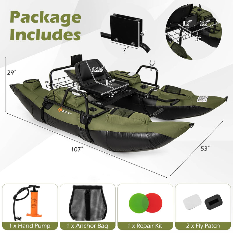 Load image into Gallery viewer, Goplus Inflatable Fishing Float Tube w/Pump Paddles Fish Ruler | 400 LBS Load Capacity
