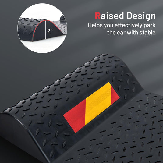 Goplus Garage Car Parking Mat, 2 Pack Heavy Duty Wheel Stopper w/ 2 Mounting Method, Non-Slip Surface