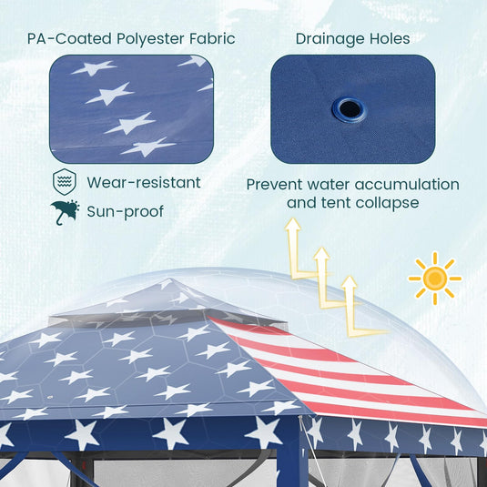 Goplus 11 ft × 11 ft Pop up Gazebo w/Mesh Netting Sidewalls Vented Top Drainage Holes