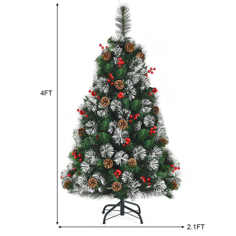 Load image into Gallery viewer, Goplus 4ft Snowy Artificial Christmas Tree Premium PVC Lifelike Full Tree for Holiday Celebration
