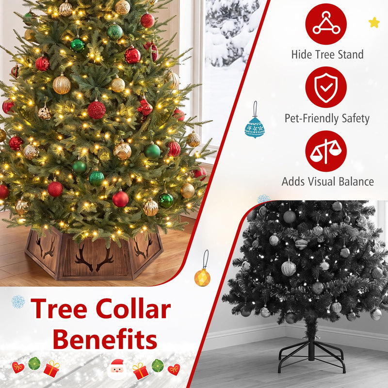 Load image into Gallery viewer, Goplus 31.5" Wood Christmas Tree Collar |  Fits up to 6 ft-9 ft Christmas Tree
