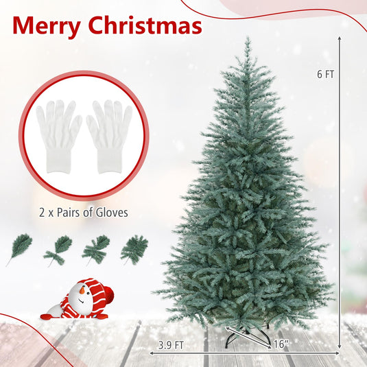 Goplus 6ft/7ft/8ft Artificial Spruce Christmas Tree with Lush Branch Tip | Indoor Holiday Decoration Tree for Home Office Party