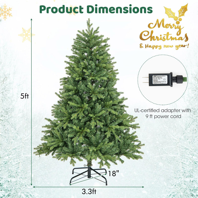 Load image into Gallery viewer, Goplus Pre-Lit Artificial Christmas Tree, Hinged Xmas Tree with Warm-White &amp; Multi-Color LED Lights
