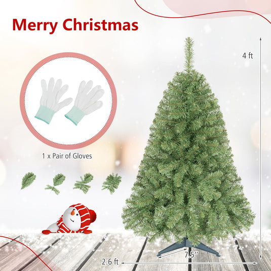 Goplus 4FT Christmas Tree | Hinged Spruce Fir Tabletop Small Xmas Tree