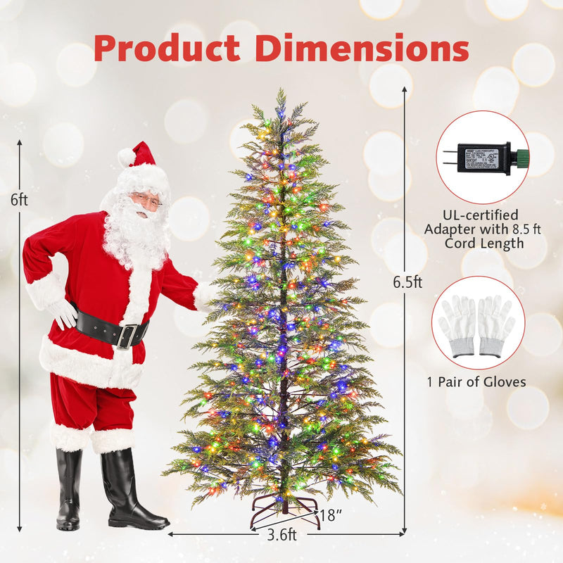 Load image into Gallery viewer, Goplus 6.5FT / 7.5FT Pre-Lit Hinged Sparse Xmas Fir Tree with Multicolored LED Lights
