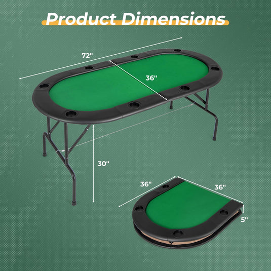 Goplus 8 Players Texas Holdem Foldable Poker Table
