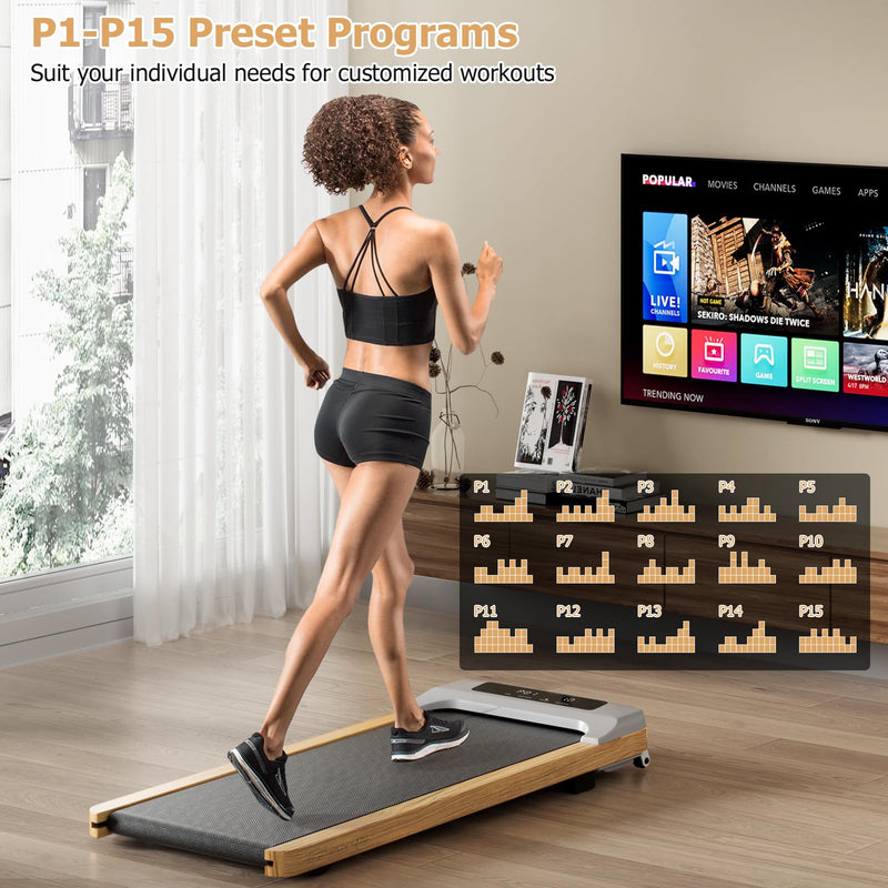Load image into Gallery viewer, Walking Pad, Wooden Under Desk Treadmill for Home and Office - Goplus

