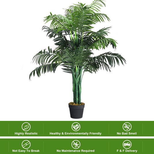 artificial palm plants indoor Goplus 3.5 Feet Tall Potted Artificial Palm Tree for Indoor Outdoor