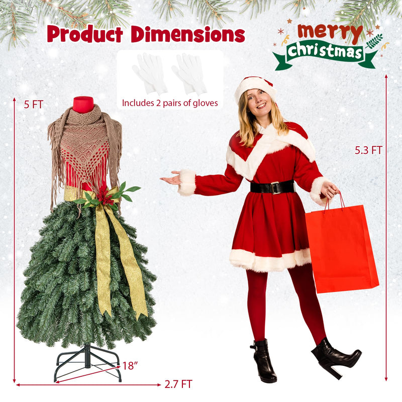 Load image into Gallery viewer, Goplus 5ft Pre-Lit Dress Form Christmas Tree with Female Mannequin Torso &amp; Scarf
