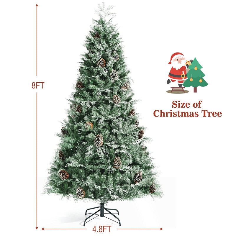 Load image into Gallery viewer, Goplus 8FT Snow Flocked Artificial Christmas Tree Unlit Premium Hinged Full Xmas Tree
