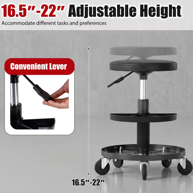 Load image into Gallery viewer, Goplus Swivel Rolling Mechanic Stool w/2-Tie Tool Trays | 360° Garage Shop Chair
