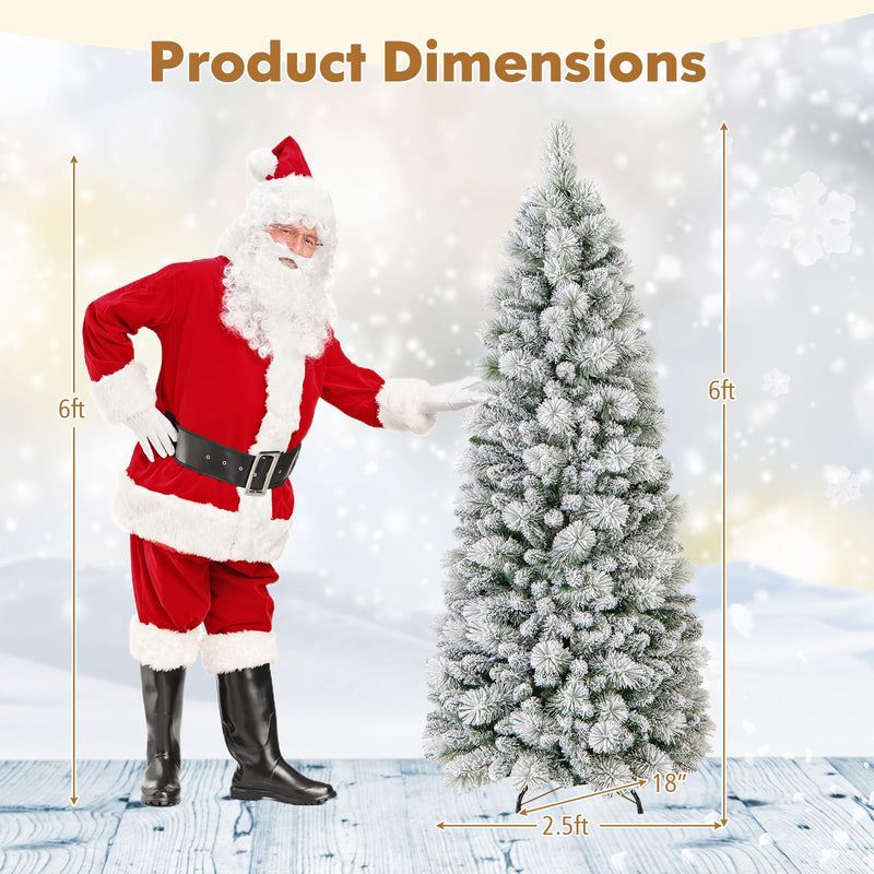 Load image into Gallery viewer, Goplus 6ft / 7ft Pre-Lit Pop Up Christmas Tree Collapsible Snow Flocked Artificial Xmas Tree
