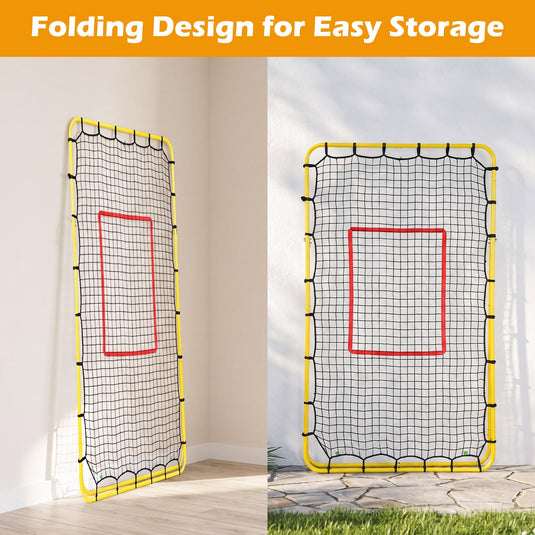 Goplus 7x4 FT Volleyball Rebounder Net with 4 Adjustable Angles
