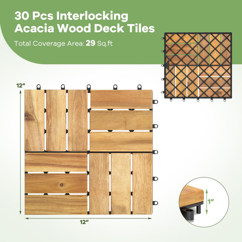 Load image into Gallery viewer, 12&quot; x 12&quot; Snap-Lock Outdoor Interlocking Flooring Tiles 30 Pcs
