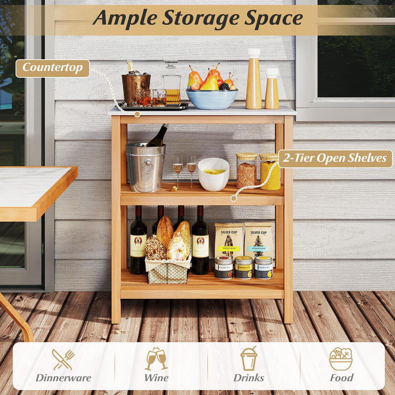 Load image into Gallery viewer, Goplus 32” x 16” x 36” 3-Tier Patio Wooden Sideboard
