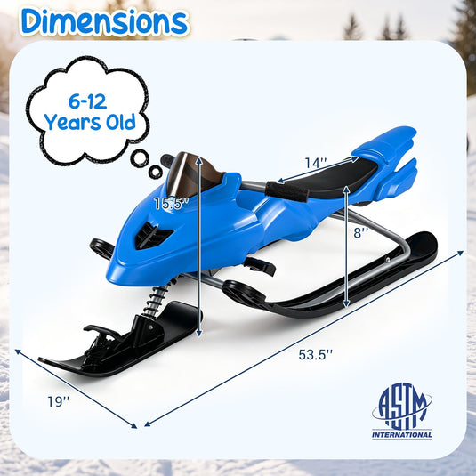 Goplus Snow Racer Sled with Brakes Steering Handle and Tow Ropes
