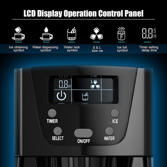 2 in 1 Ice Maker with Water Dispenser, Countertop Ice Cube Maker with LED Display, 9 Cubes Ready in 6-12 Min