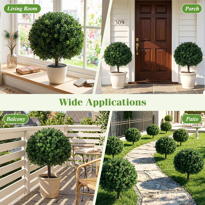 Load image into Gallery viewer, Goplus 27" Artificial Boxwood Topiary Trees Set of 2 with Ground Spikes
