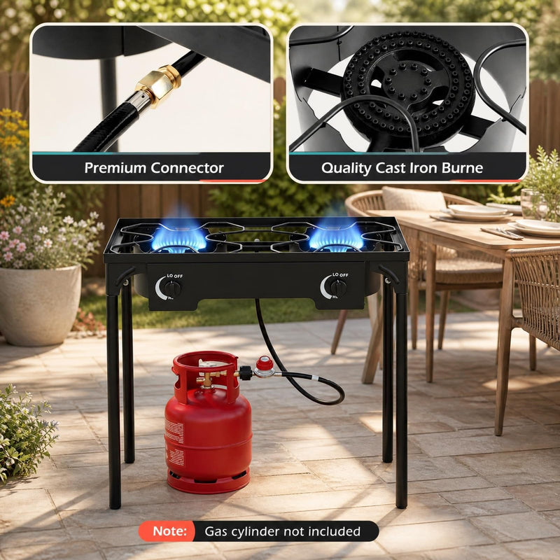 Load image into Gallery viewer, Goplus Outdoor Dual Burner Gas Stove | 160,000 BTU High Pressure
