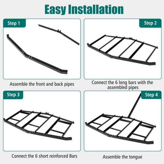 Goplus 84" Wide Driveway Drag Tow Behind Landscape Leveling Rake w/Reinforced Bars