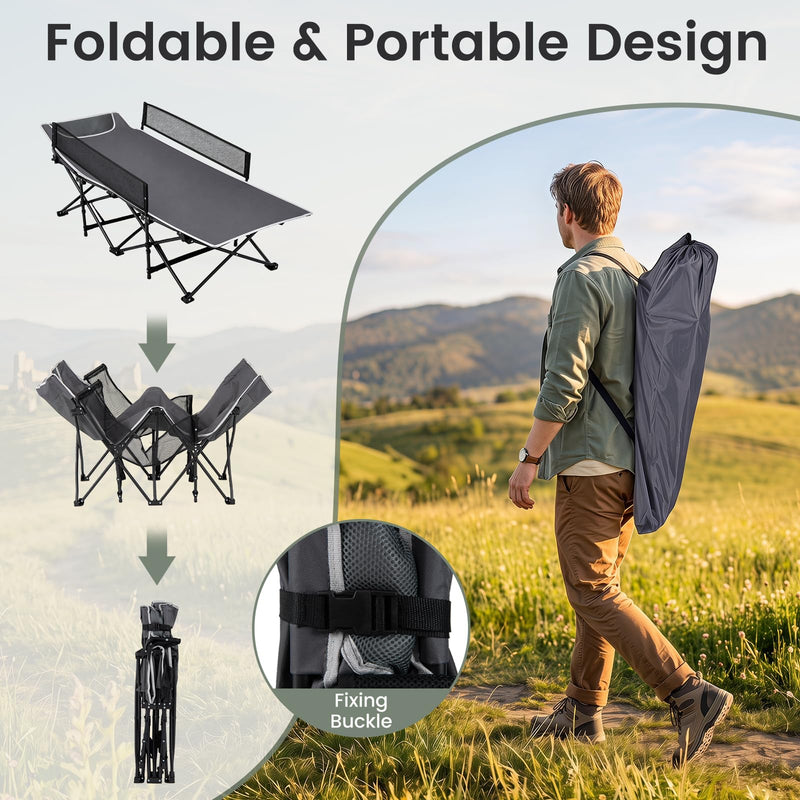 Load image into Gallery viewer, Goplus Foldable Kids Cot | Portable Travel Toddler Cot Bed with Guardrail for Outdoor Indoor
