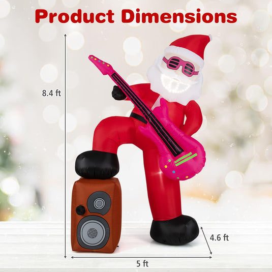 Goplus 8.4FT Rocking Santa Inflatable with Guitar | Animated Christmas Decoration