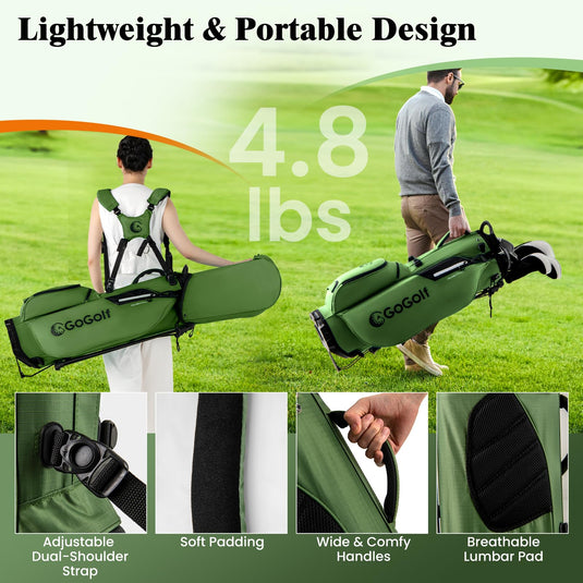 Goplus Golf Stand Bag with 8-Way Top Dividers Rain Hood 5 Pockets