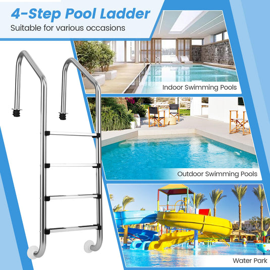 Goplus 4-Step Swimming Pool Ladder Heavy Duty Non-Slip Ladder