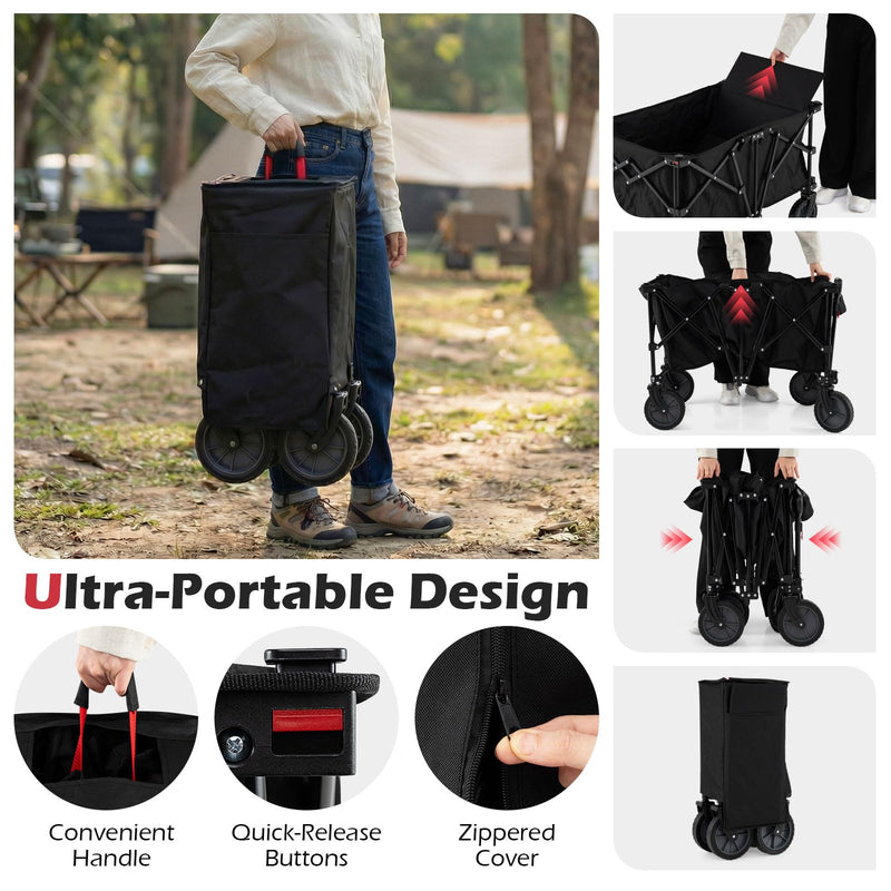 Load image into Gallery viewer, Goplus 38" Collapsible Wagon Cart with All-Terrain Wheels &amp; 2 Cup Holders
