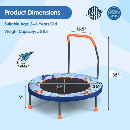 Goplus 36'' Foldable Toddler Trampoline for Kids