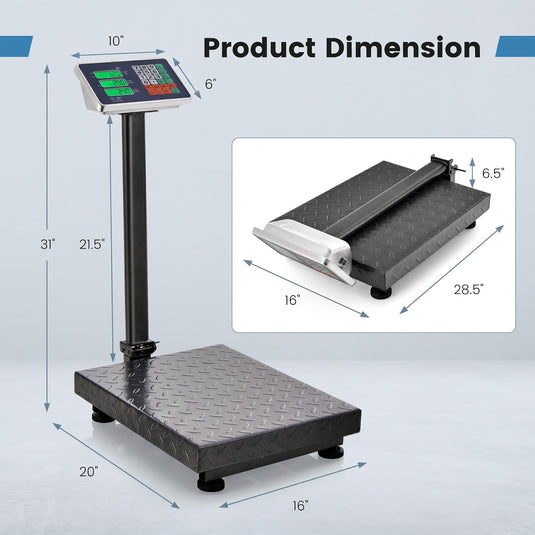 Goplus 660 LBS Foldable Postal Scale | Digital Floor Platform Weighing Scale