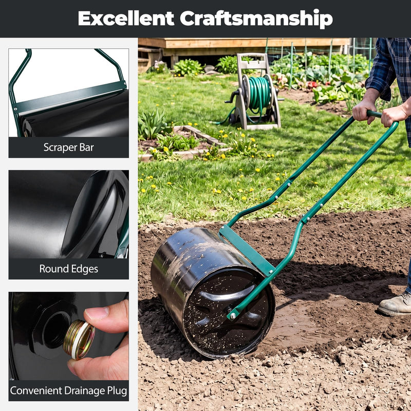 Load image into Gallery viewer, Goplus 12 Gallon Water/Sand Filled Garden Drum Roller w/U-Shape Handle
