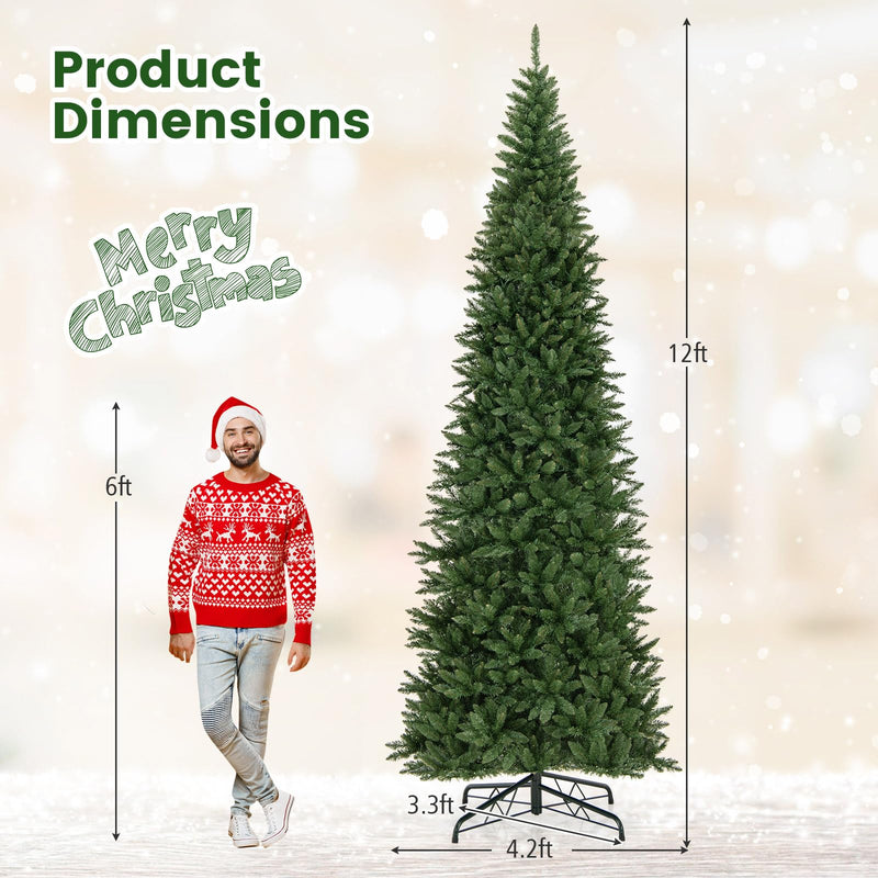 Load image into Gallery viewer, Goplus 12ft Pre-Lit Artificial Christmas Tree with 360° Quick Power Connector
