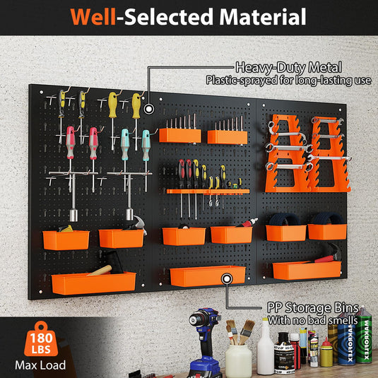 Goplus Pegboard Wall Organizer with Hammer Racks Tool Holders & Hooks