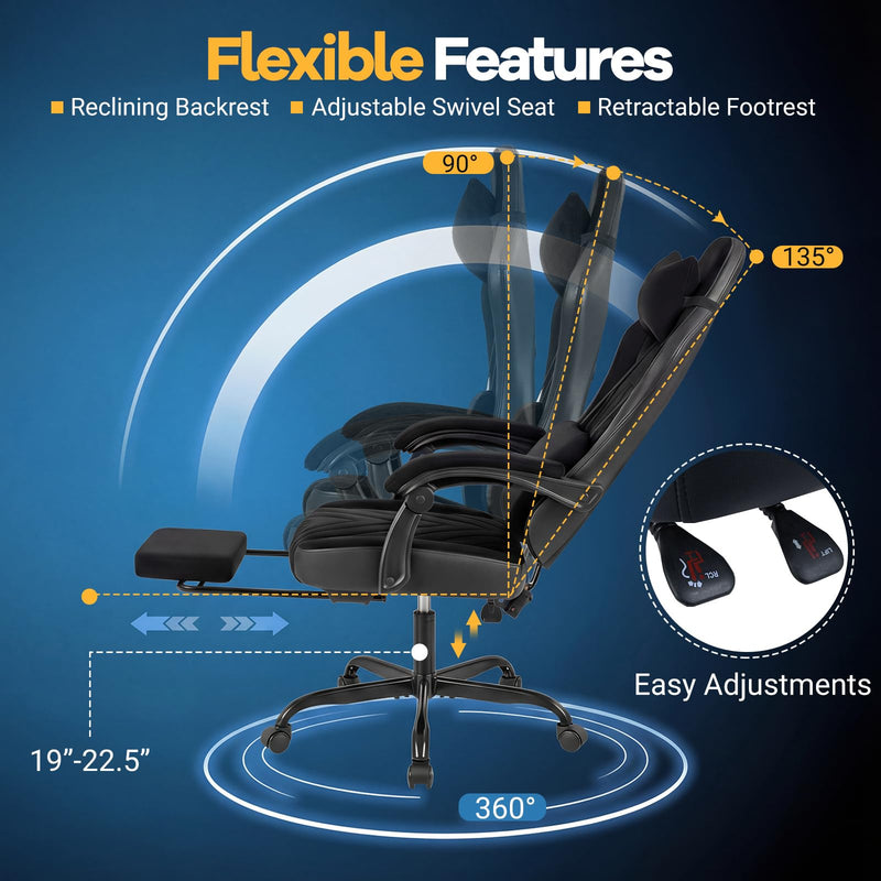 Load image into Gallery viewer, Goplus Gaming Chair Height Adjustable Computer Chair with Headrest Lumbar Support
