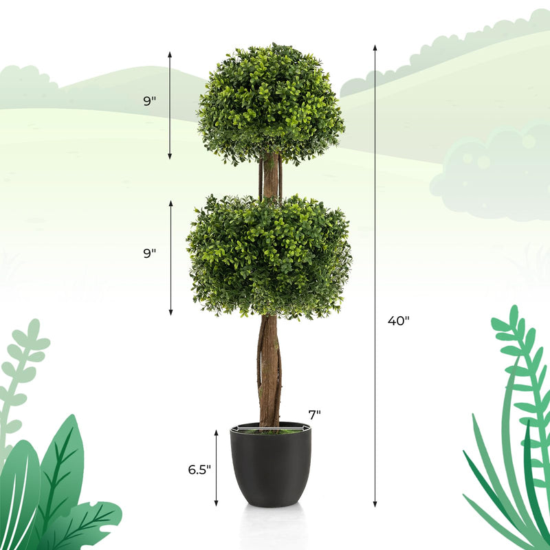 Load image into Gallery viewer, Goplus 40&quot; Artificial Boxwood Topiary Ball Tree
