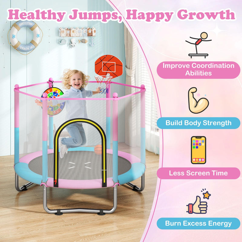 Load image into Gallery viewer, Goplus 60&quot; Toddler Recreational Trampoline with Basketball Hoop for 3-6 Years Old Kids
