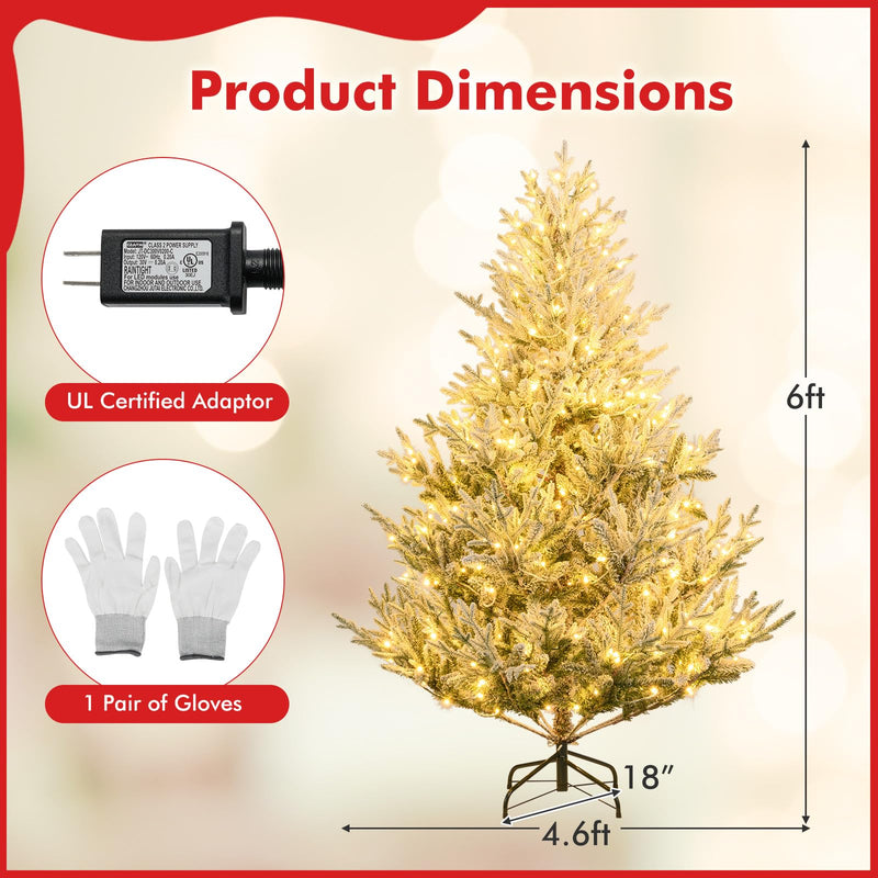 Load image into Gallery viewer, Goplus 6FT / 7FT / 8FT Pre-Lit Snow Flocked Christmas Tree | Holiday Home Office Decoration
